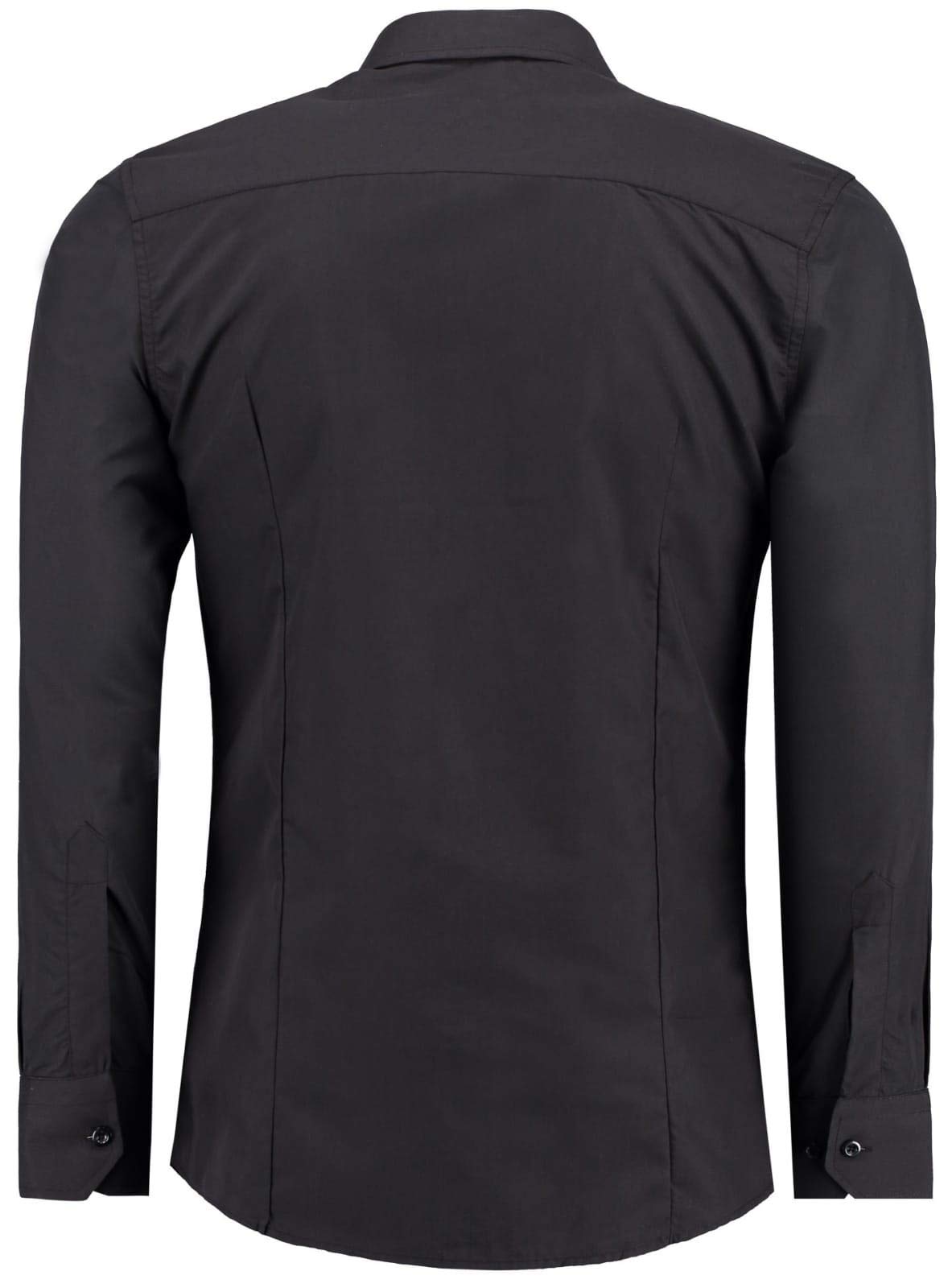 J'S FASHION Herren-Hemd - Slim-Fit - Langarm-Hemd Freizeithemd - Pflegeleicht Bügelleicht - 1-Schwarz L