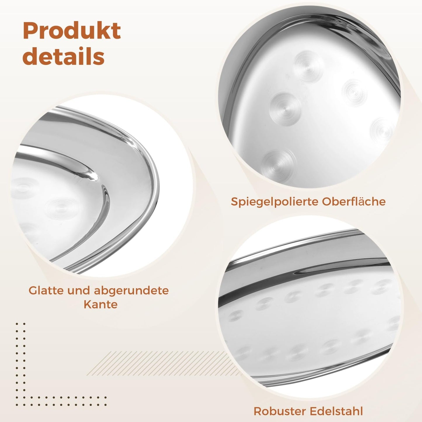 3 Stück ovale Edelstahl-Servierplatten, lebensmittelechte Metall-Servierplatte, großes Brutzel-Serviertablett, Kellnertablett, hochglanzpoliertes Edelstahl-Lebensmitteltablett für Abendessen, Partys