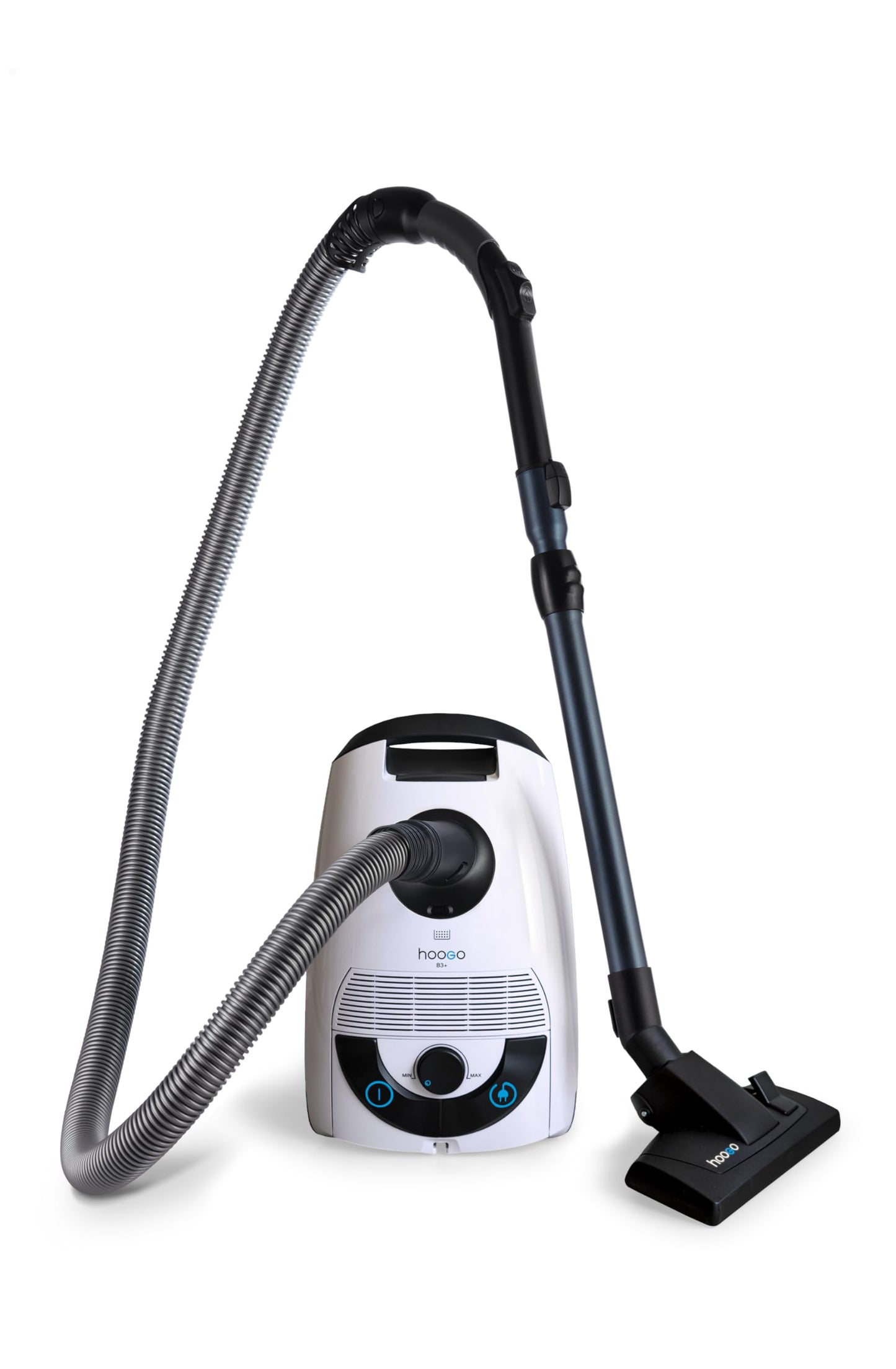 hoogo B3+ Staubsauger mit Beutel | Starke 850 W Saugleistung | HEPA 14 Filter | 11m Radius | nur 74 db(A) | 3 L Kapazität | Verschiedene Bodendüsen