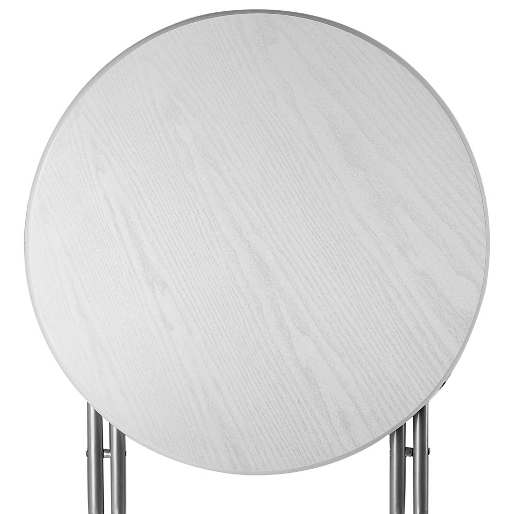 Casaria® Stehtisch 2er Set Klappbar Höhe 110cm Ø 60cm Beistelltisch Klapptisch Bartisch Cocktail Holz Esstisch Rund Hochtisch Garten Gartentisch weiß