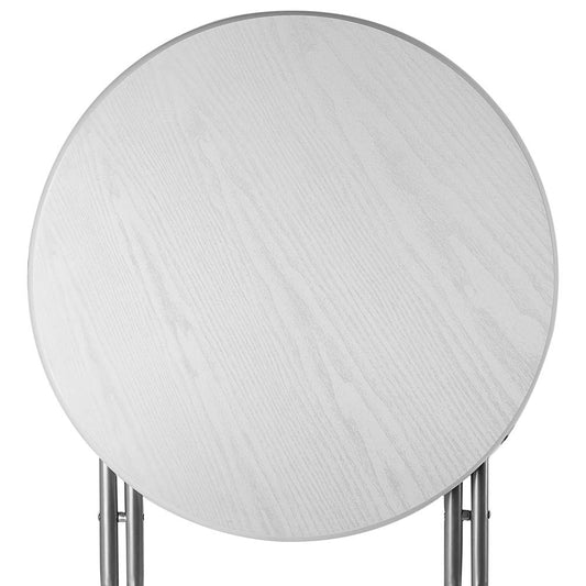 Casaria® Stehtisch 2er Set Klappbar Höhe 110cm Ø 60cm Beistelltisch Klapptisch Bartisch Cocktail Holz Esstisch Rund Hochtisch Garten Gartentisch weiß