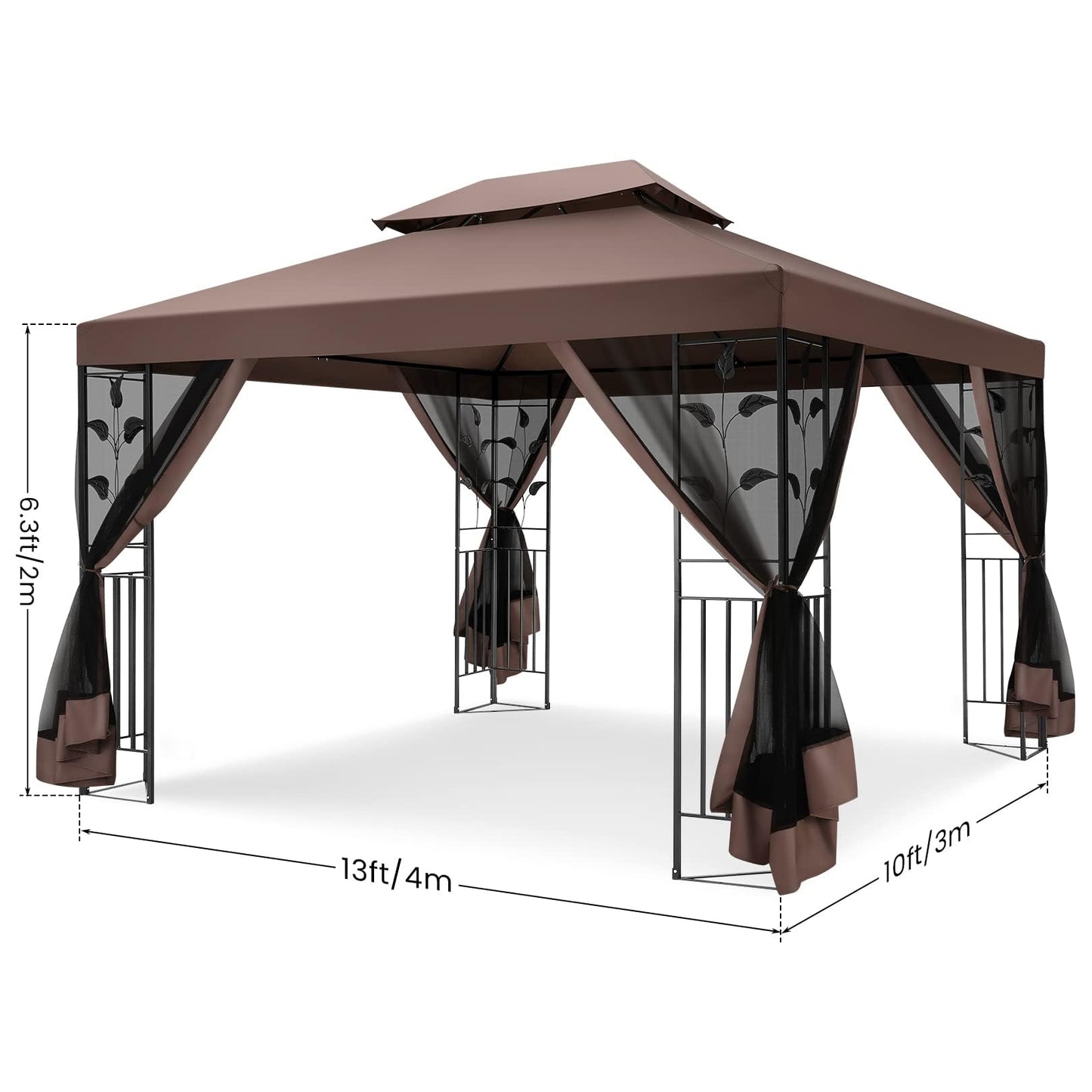 COBIZI Gartenpavillon Mit Moskitonetz Pavillon 3x4 Wasserdicht Stabil Winterfest Pavillon Metall Winterfest Sturmfest Garten Pavillon Wetterfest Gazebo Pavillon Metall Pavillon