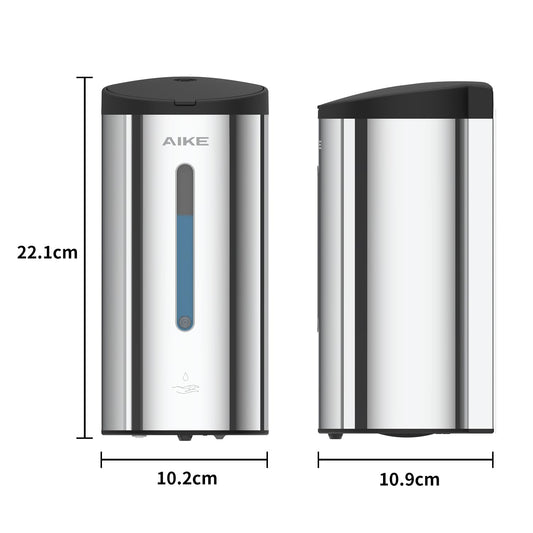 AIKE AK1205 Seifenspender Automatisch Wandbefestigung, 800ml Kommerzieller Automatischer Flüssigseifenspender Wandmontage, 5 Gänge einstellbar