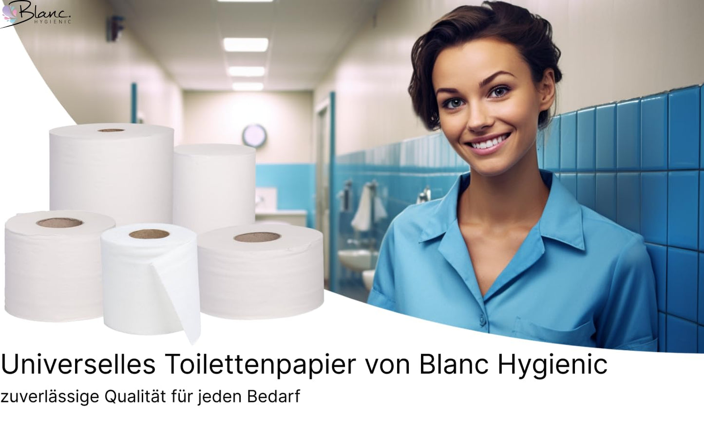 Blanc HYGIENIC Toilettenpapier SMART-Maxi – Set mit 24x Rollen à 75 m, 2-lagig, Klopapierrolle für Toilettenpapier-Spender, Weiß