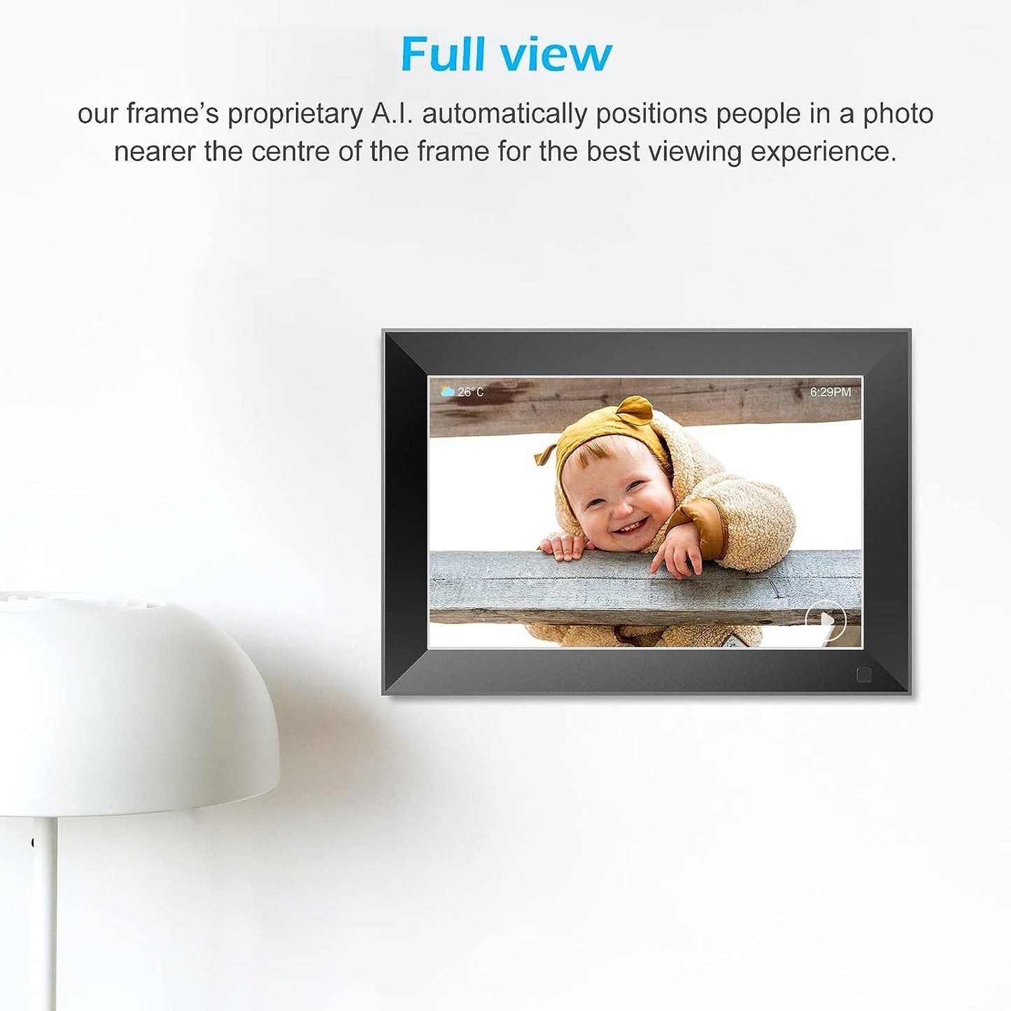 Zcyge WLAN Digitaler Bilderrahmen 10.1 Zoll，Videoclips und Fotos sofort per E-Mail oder App teilen，Automatische Bilderdrehung, Energiesparender Bewegungssensor,Schwarz…
