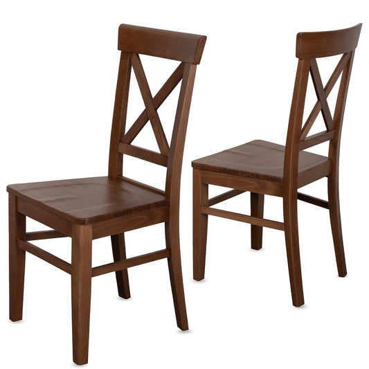 Staboos CH24 Esszimmerstuhle 6er Set Holz Stuhl bis 150 kg - Fertig montiert - Küchenstuhl 100% Massive Kernbuche Holzstuhl (Nussbaum)