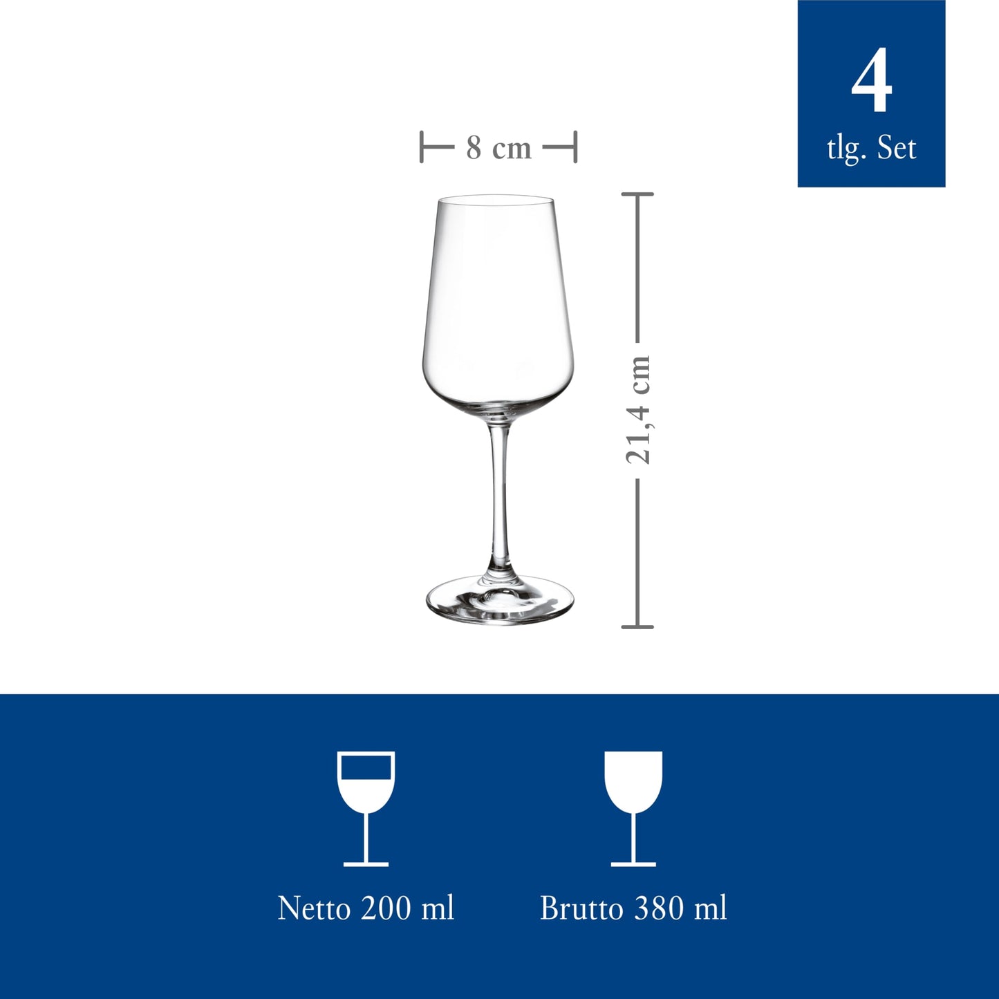 Villeroy & Boch – Ovid Weißweinglas-Set 4 teilig 380 ml, Spülmaschinenfest, Gläser, Weißweingläser, Weinglas Set, Weingläser Weißwein, Schöne Weingläser, Weinglas Kristall, Kristallglas