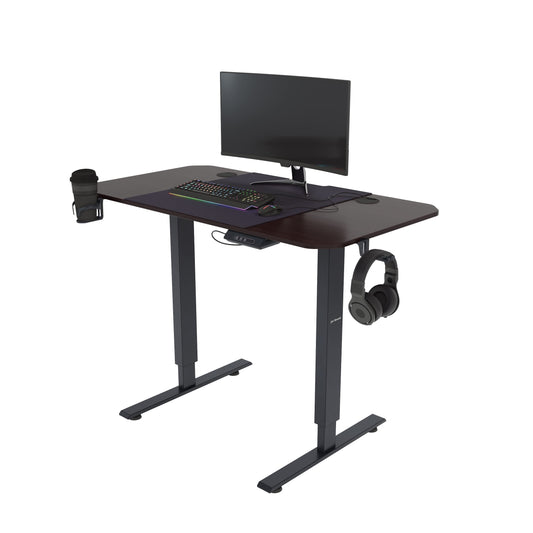 Jan Nowak Elektrisch Höhenverstellbarer Schreibtisch Bürotisch Ergonomisch mit Tischplatte Stahlfüßen Touchscreen Memoryfunktion Kopfhörerhaken Getränkehalter (Schwarz, 110 x 60 cm)