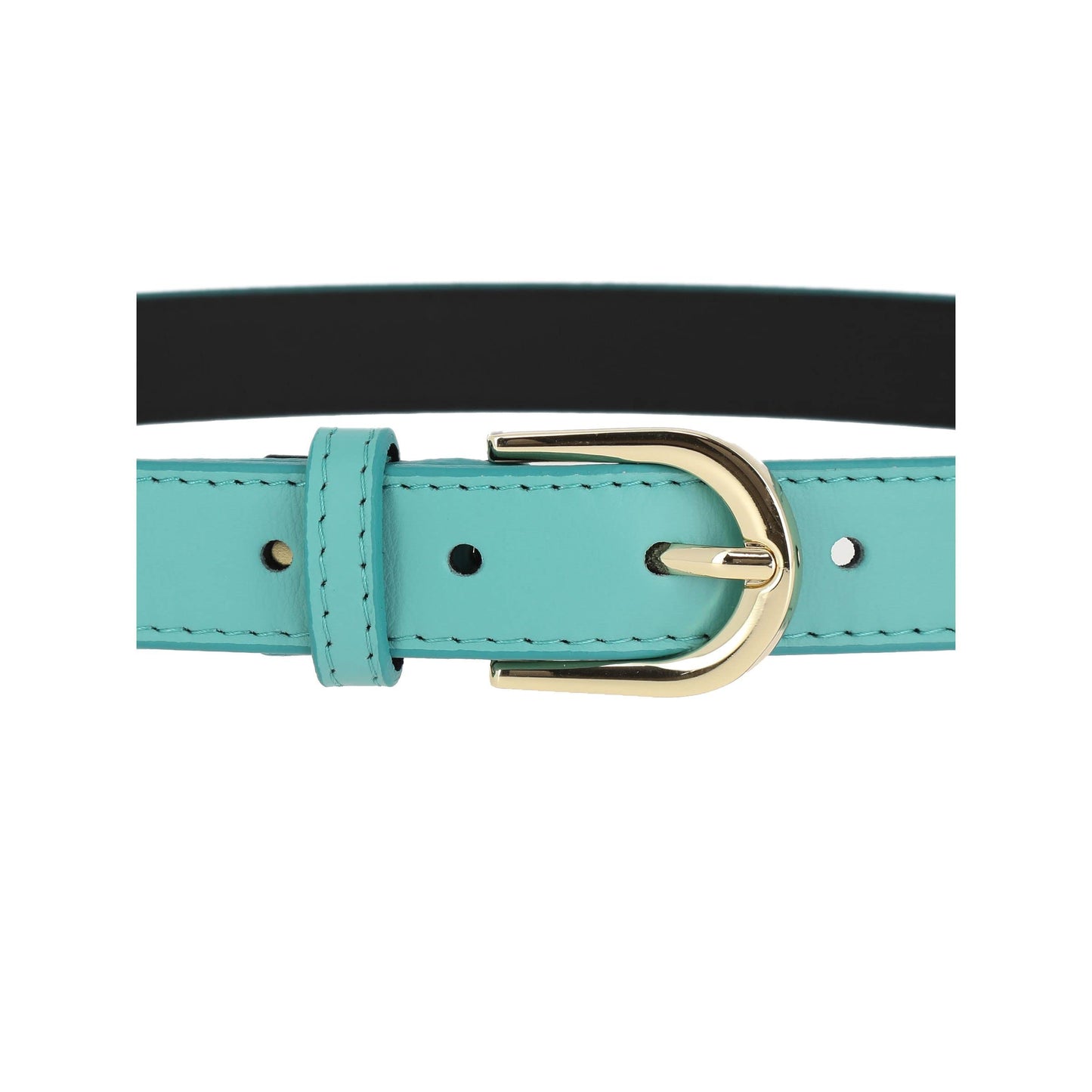FASHIONGEN - Damengürtel aus italienischem Leder, LUNA - Wasser Blau (Goldenschnalle), 75