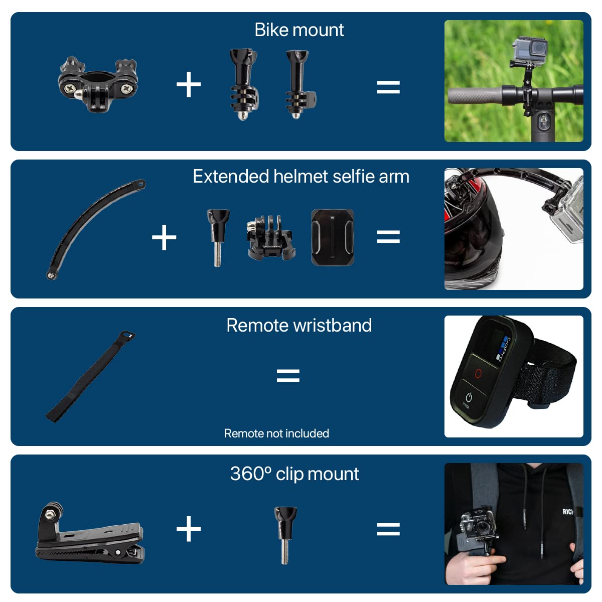 MMOBIEL 50-in-1 Action-Kamera-Zubehör-Kit Kompatibel mit GoPro Hero 11 10 9 8 7 6 5 4, GoPro Max, Fusion, DJI Osmo Action, AKASO, Insta 360, etc. - Inkl. Action Kamera Kopfhalterung, Stativ und mehr