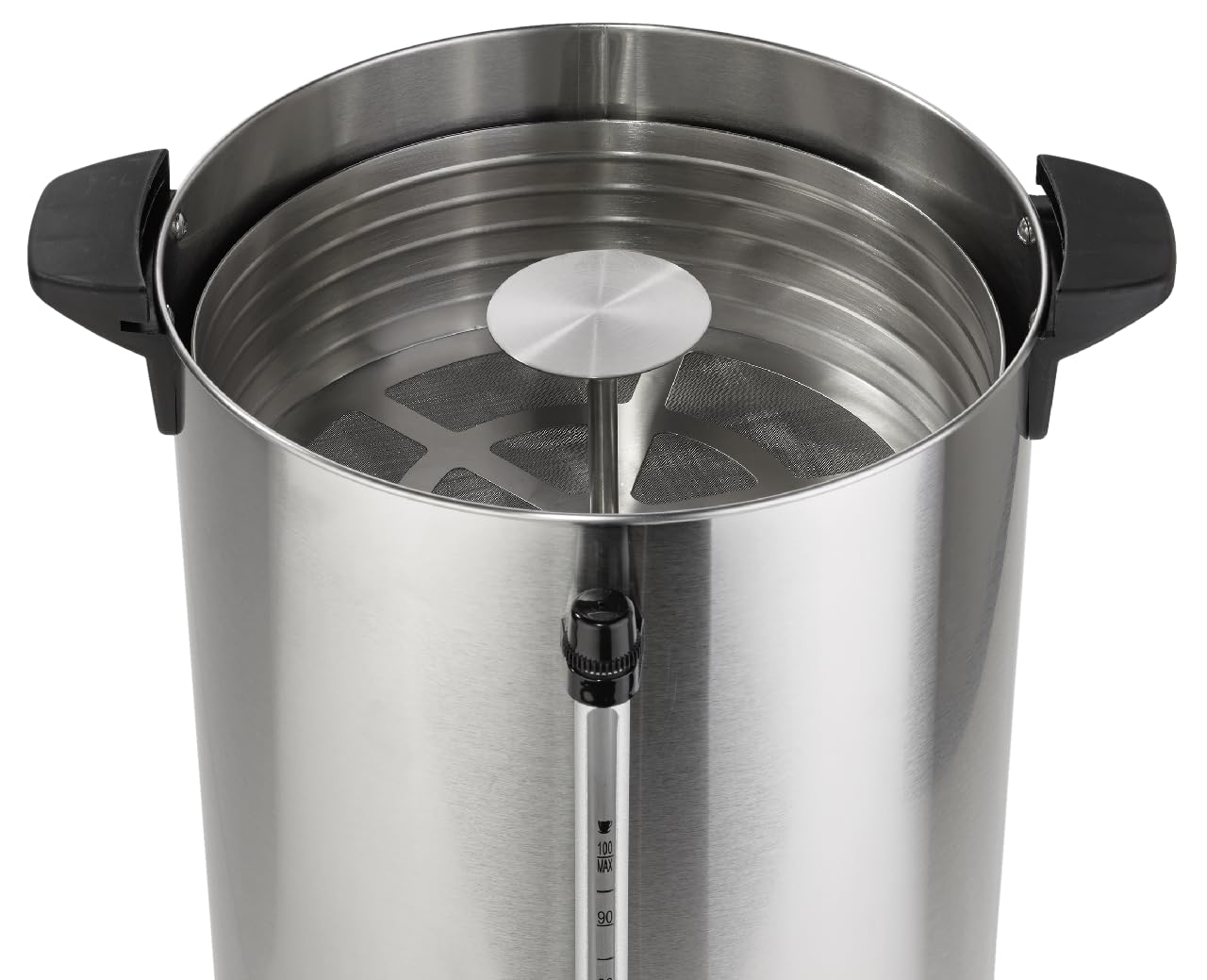 METRO Professional Kaffeemaschine GCM4015, 15 Liter, 100 Tassen, 1650 W, mit Filter, Warmhaltefunktion, Überhitzungsschutz, Füllstandsanzeige, Kühle Außenwand, Deckelverschluss, silber