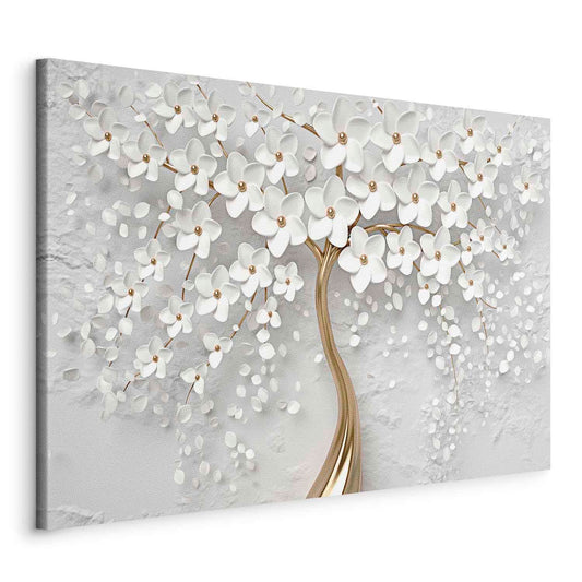murando - Wandbilder XXL Abstrakte Baum 120x80 cm 1 tlg Leinwand Bilder Wand Deko Bilder Wohnzimmer Bild Schlafzimmer Leinwandbilder Wandbild Groß - Blumen Motiv Blütenbaum Bäume Weiß b-B-0475-b-a