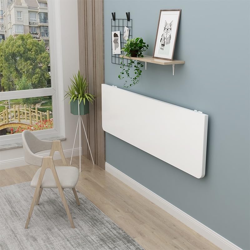 RELOVE Esstisch für Küche, faltbar, unsichtbar, schwimmender Computer-Schreibtisch, Schminktisch für Haus, Wäsche-Werkbank, Wandtisch klappbar (60 x 30 x 1,6 cm, weiß)
