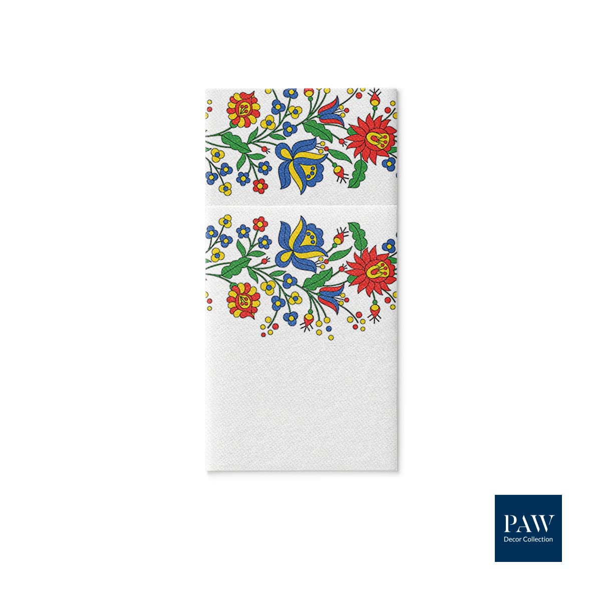 PAW - Servietten aus Airlaid - Stoffähnlich (1/8 pocket) I 25 Stück I Ideal für Hochzeit, Taufe, Kommunion, Geburtstag I Stoffservietten - Blumen, Volkstümlich I Farbe: Folk Flowers