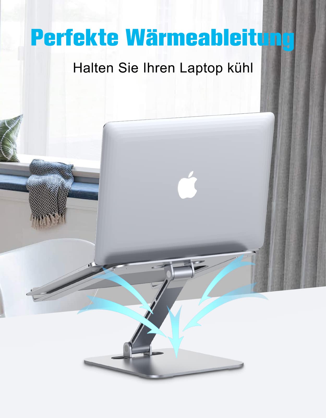 Babacom Laptop Ständer Höhenverstellbar, Faltbarer Laptop Stand aus Aluminiumlegierung Ergonomischer, Belüfteter Laptopständer Kompatibel mit MacBook Air, Pro, Samsung, Allen Laptops 10-16" (Silber)