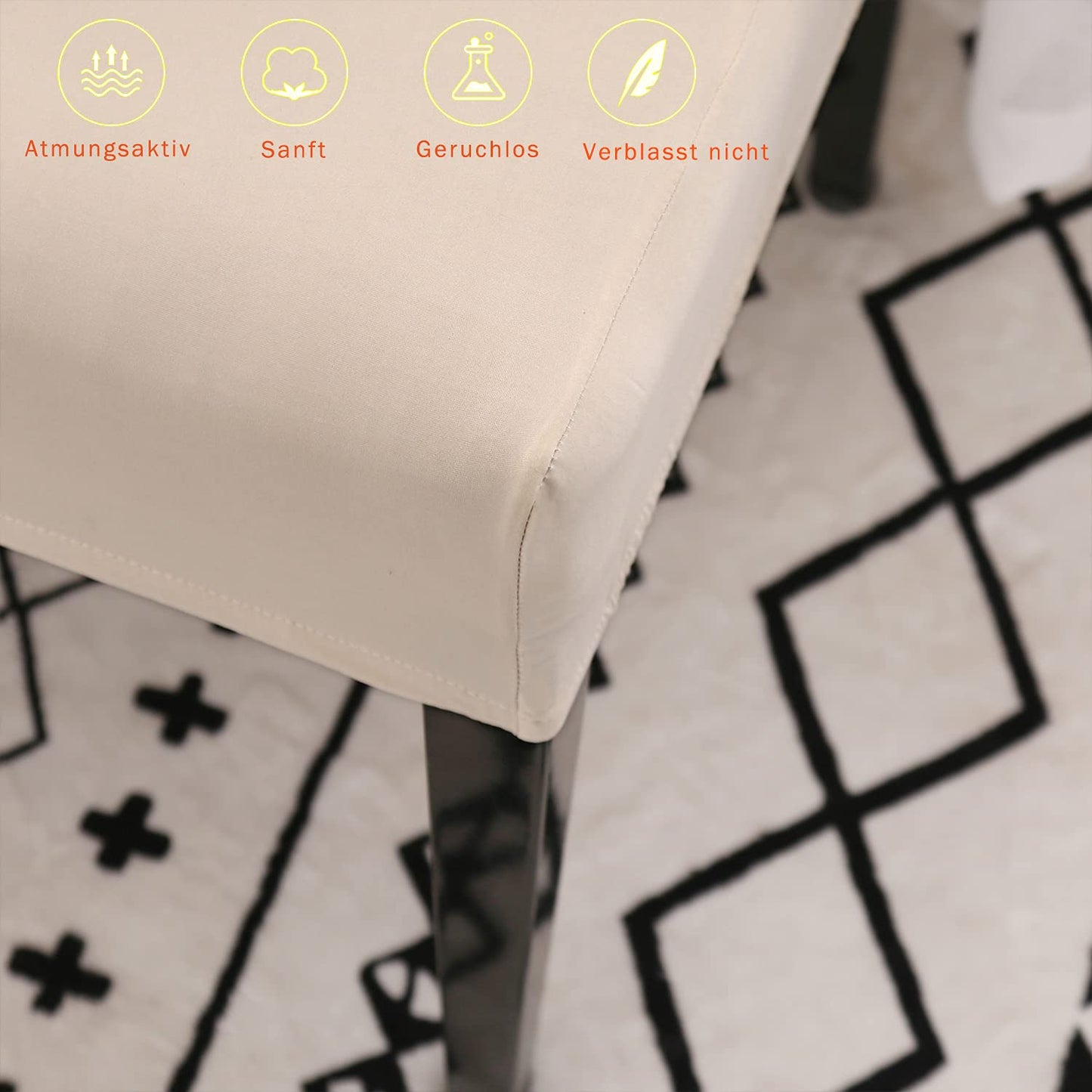 MOLVCE Hussen für Stühle 4er Set Stretch Stuhlhussen Universal Stuhlhusse aus Polyester Stuhlbezug für Esszimmer, Hotel, Bankett, Partys Deko, Hochzeit, Beige