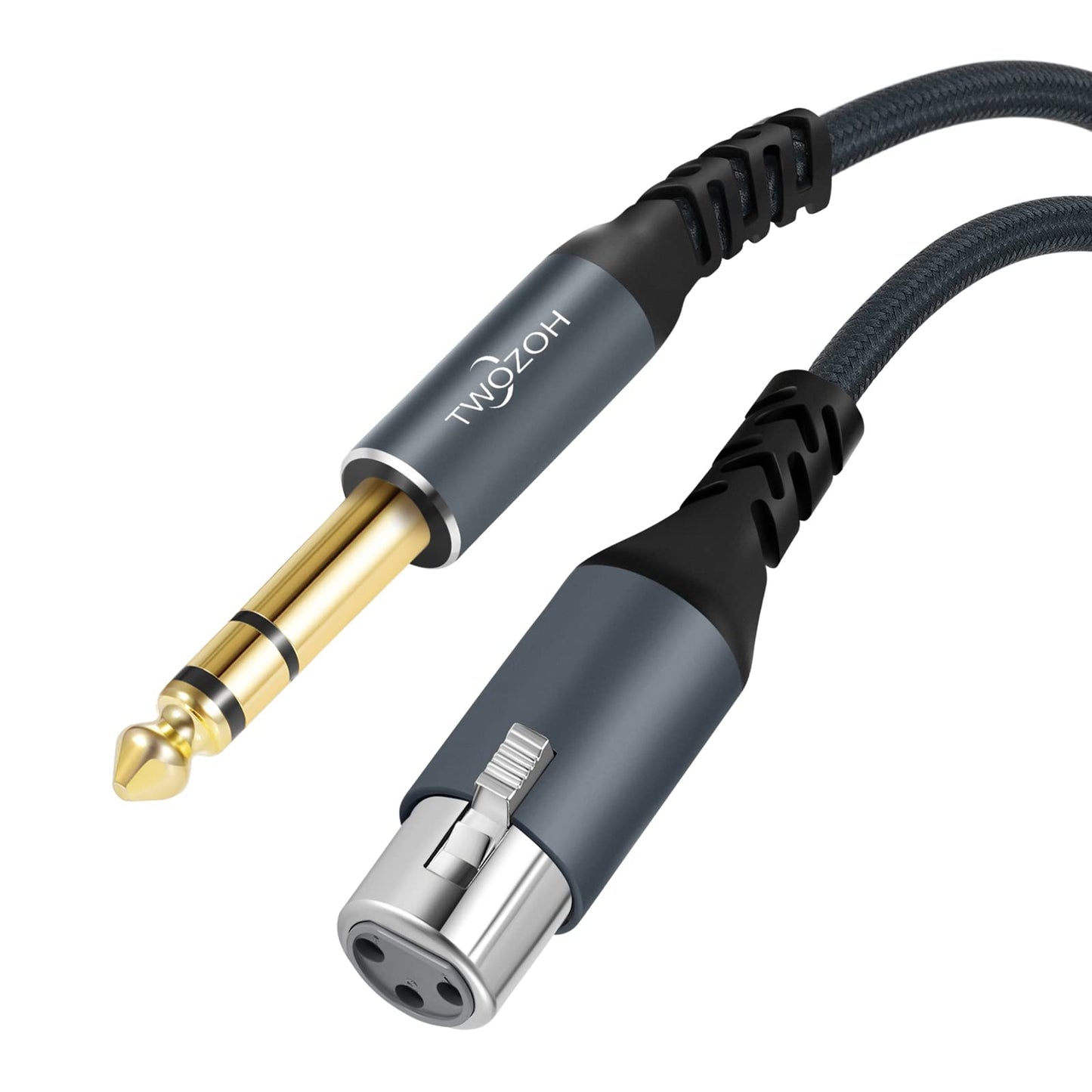Twozoh XLR Buchse auf 6,35 mm TRS Kabel 2M, Geflochtenes Klinke Stereo 6,35 mm stecker auf 3 poliges XLR Mikrofonkabel (Professional/HiFi)