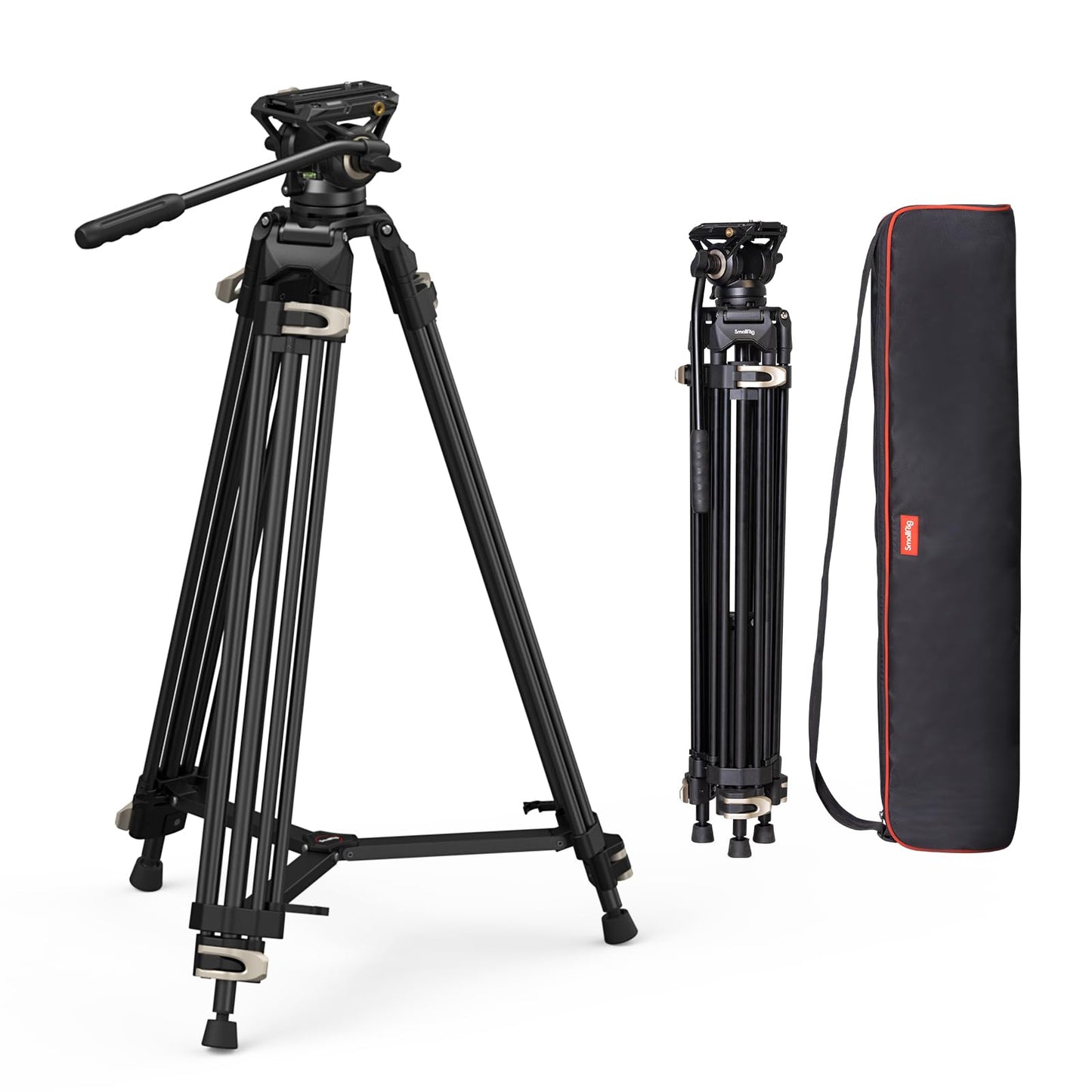 SMALLRIG Videostativ, 73-Zoll (186 cm) Heavy Duty Tripod Hochleistungs Stativ mit 360-Grad-Fluidkopf und Schnellwechselplatte für DSLR, Camcorder, Kameras, Belastbarkeit 8 kg - 3751B
