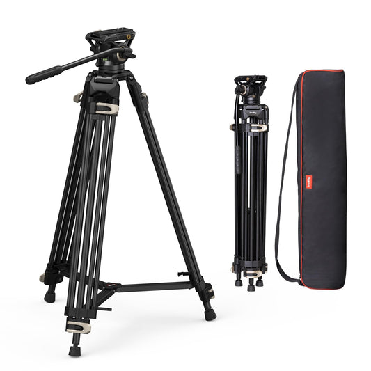 SMALLRIG Videostativ, 73-Zoll (186 cm) Heavy Duty Tripod Hochleistungs Stativ mit 360-Grad-Fluidkopf und Schnellwechselplatte für DSLR, Camcorder, Kameras, Belastbarkeit 8 kg - 3751B