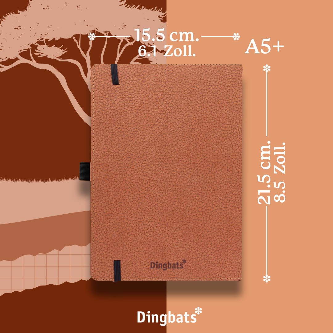Dingbats* - Notizbuch A5 Dotted, Hardcover aus veganem Leder mit Stifthalter und elastischer Gummiband, ideal zum Schreiben, für Universitätsnotizen, To-Do-Listen und mehr