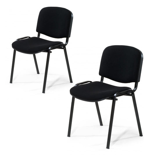 Topsit Büro & More 2er Set Besucherstuhl ISO, Bequemer Konferenzstuhl, stapelbar, mit gepolsterter Sitzfläche und Rückenlehne. CLA000001 (Schwarz)