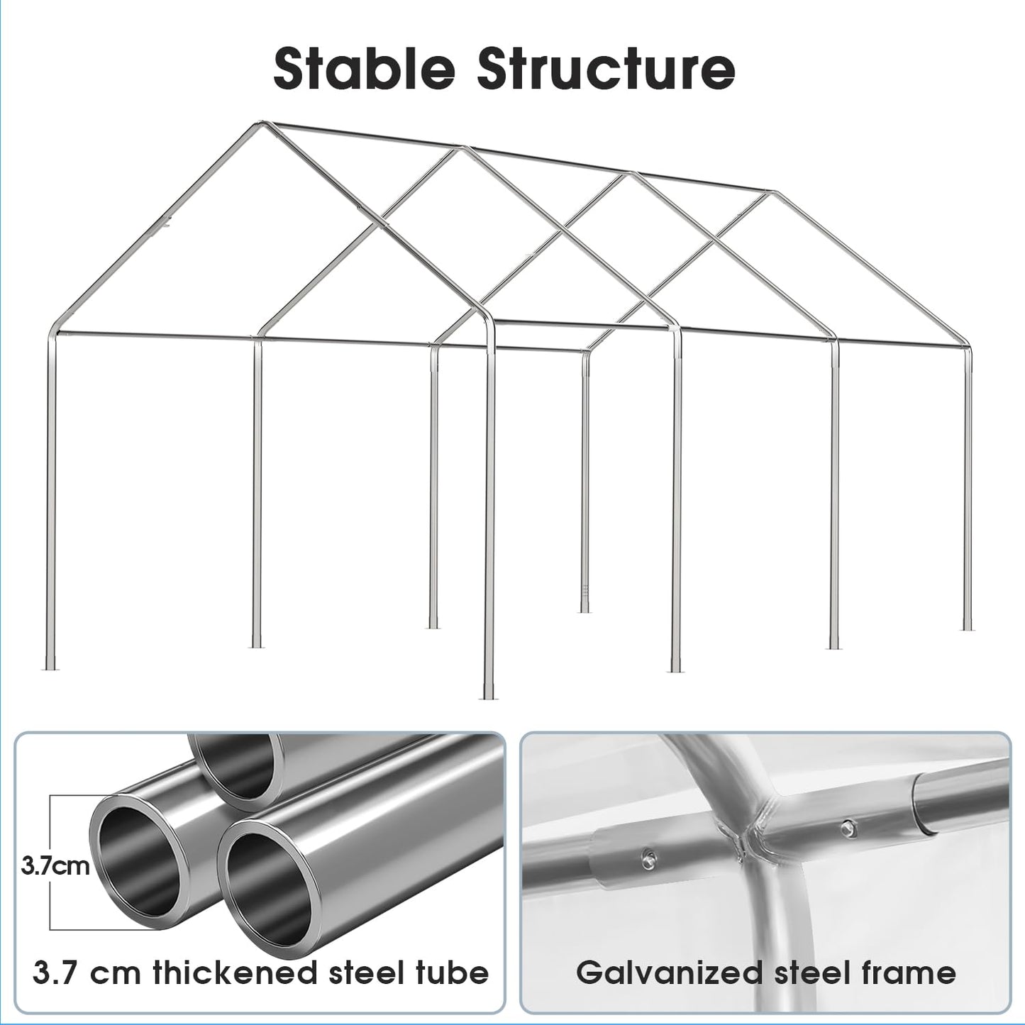 Homall Partyzelt 3x6 m,Metall Gestell Gartenzelt,Pavillon Wasserdicht 560g/m² PE-Plane,Zelt Stabil-18 Bodenhaken 4 Windfesten Seilen,UV-Schutz 50+Große Luxus Hochzeitszelt Gartenpavillon18m²,Weiß