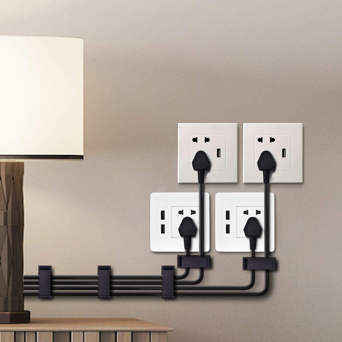 SOULWIT® 50 Stück Stark Selbstklebende kabelmanagement, Kabel Organizer, Kabel Clips für TV, PC, Laptop, Ethernet Kabel, Schreibtisch, Heim, Büro (Schwarz)