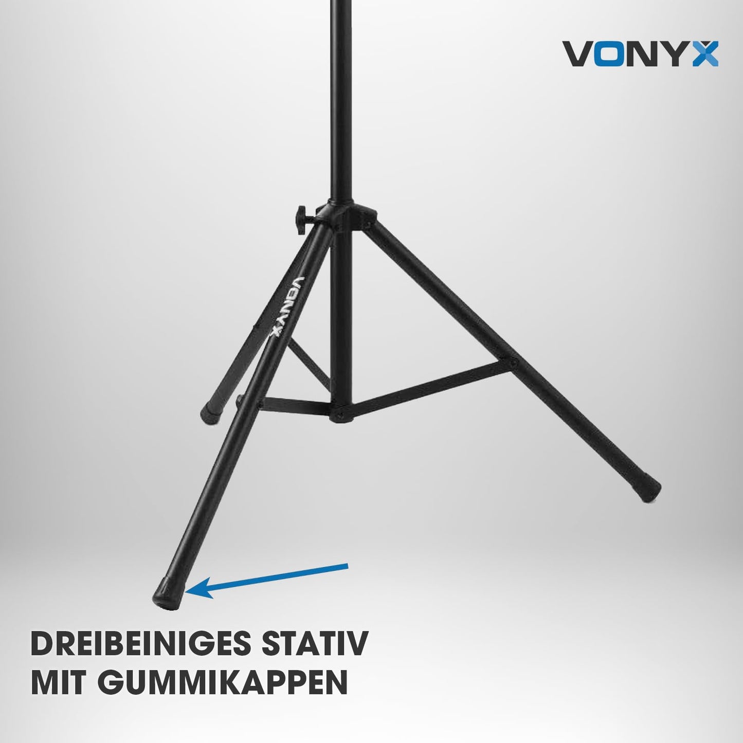 Vonyx LS04 Pro Lautsprecherständer bis 80 KG, Höhenverstellbar bis 2M. Boxenstativ mit Sicherheitsstift, Lautsprecher Stativ, Stative Hochständer Boxen Stativ Speaker Stand, Schwarz