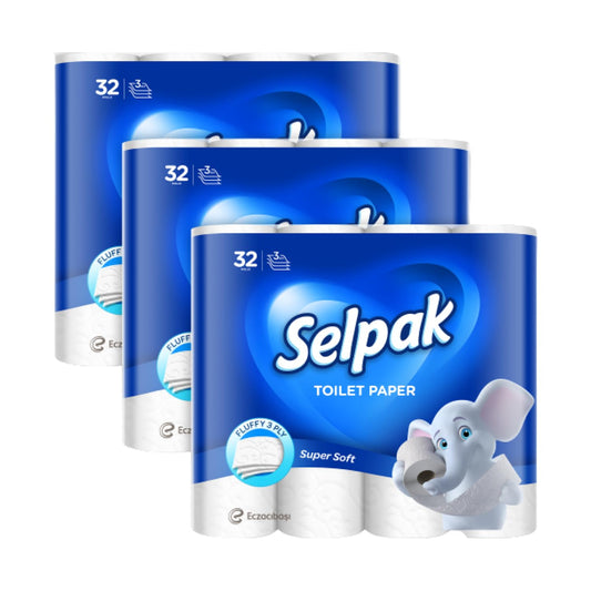 Selpak Toilettenpapier 3-lagig, 4480 Blatt Klopapier 100% reine Zellulose, Extra Weich und Stark, Toilet Paper, Wc Papier, 96 Rollen (3x32 Rollen)