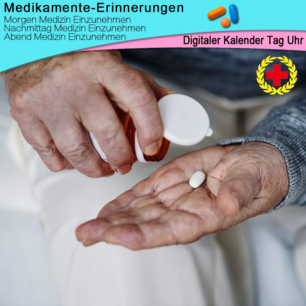 SENXINGYAN 8" Digital Wecker,Digitaler Kalender Tag Uhr Für Demenz sehschwachen Gelesen Werden,Kinder, Senioren, Sehschwache und Alzheimer Patienten (Weiß)