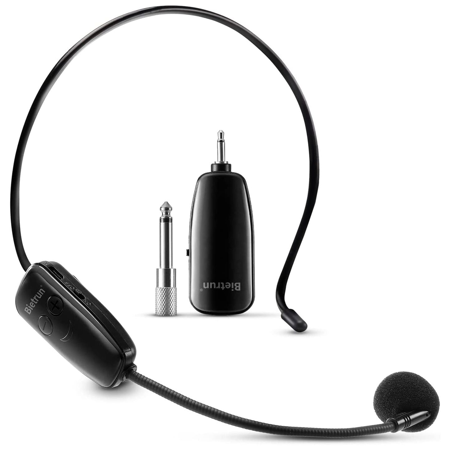 Bietrun UHF Wireless Mikrofon Headset drahtlos Funkmikrofon 50M wiederaufladbar kabellos Mikrofon Empfänger mit 3,5mm/ 6,35mm Klinke für Sprachverstärker PA Karaoke Anlage zu Unterricht Reiseleiter