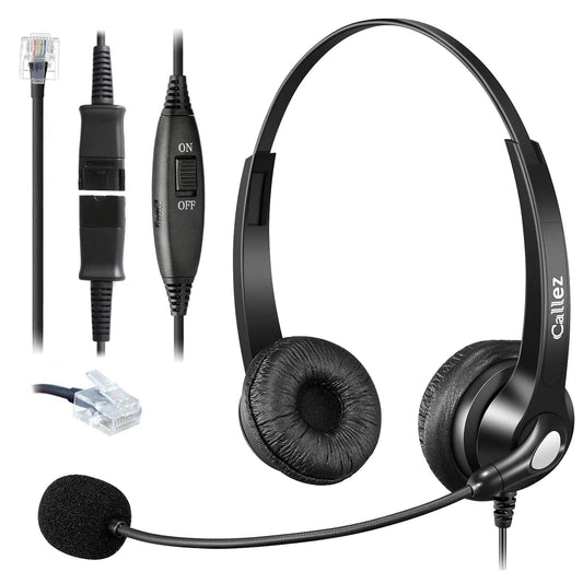 RJ45 Telefon Headset mit Mikrofon Noise Cancelling & Quick Disconnect Kabel, Festnetztelefon Kopfhörer Kompatibel mit Siemens Unify OpenStage 30 40 60 80 OpenScape, Mitel/Aastra 5370 6773 Telefone