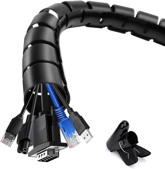 shinfly Kabelmanagement Set 2 × 5 m Kabelschlauch Schwarz 22–28 mm mit Führungsclip Werkzeug flexibel zuschneidbar und verschleißfest