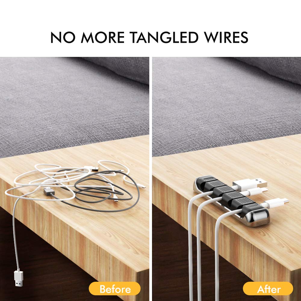 AHASTYLE Kabelhalter Kabel Organizer mit 5 Steckplätzen Kabelmanagement Schreibtisch Kabelclip Organisation für Büro Zuhause und Auto USB-Kabel/Netzkabel/Draht (Schwarz)