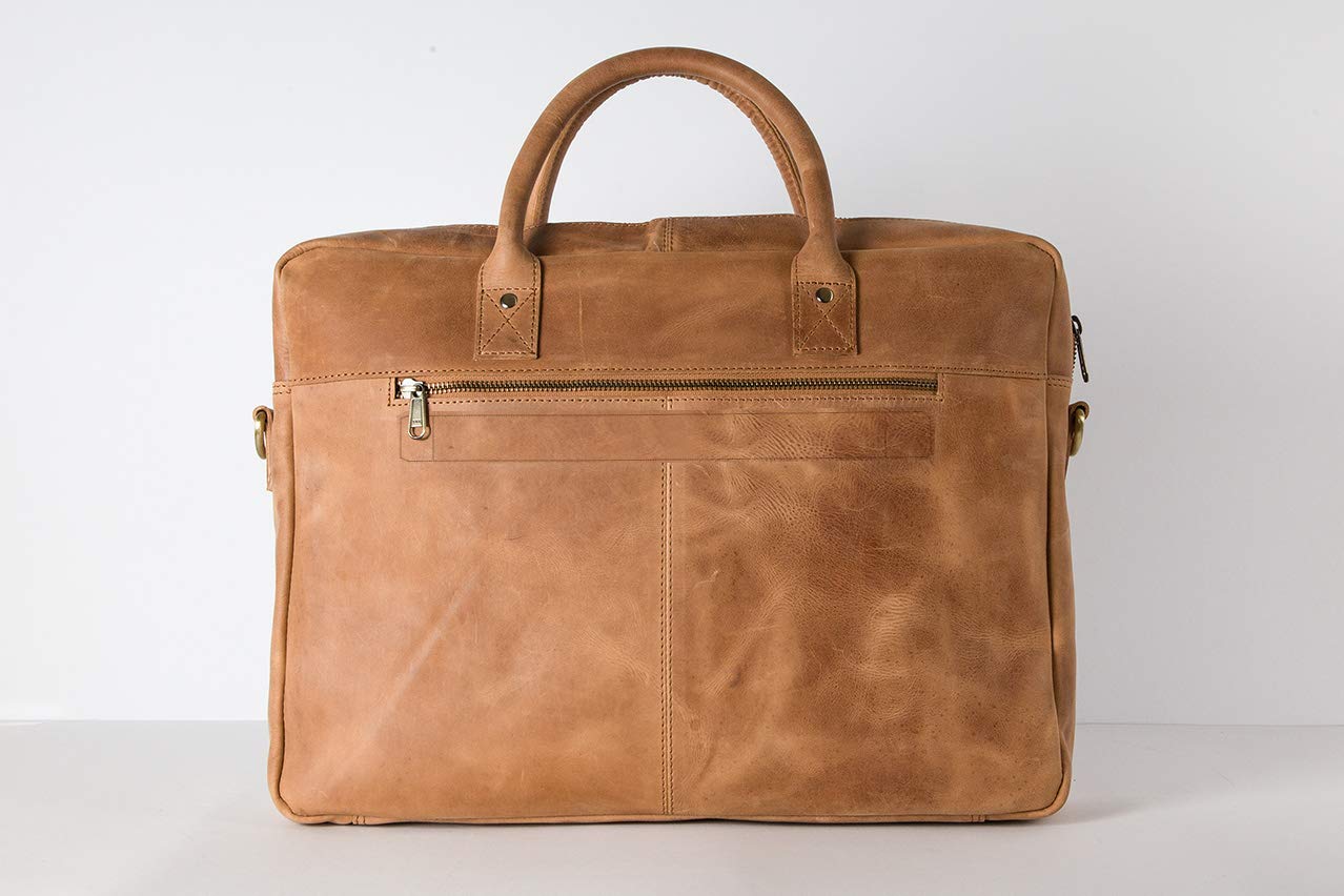 Holzrichter BERLIN Tragetasche No 1-1 (M) camel-braun - Große Briefcase-Aktentasche & Laptoptasche handgefertigt aus Premium-Leder