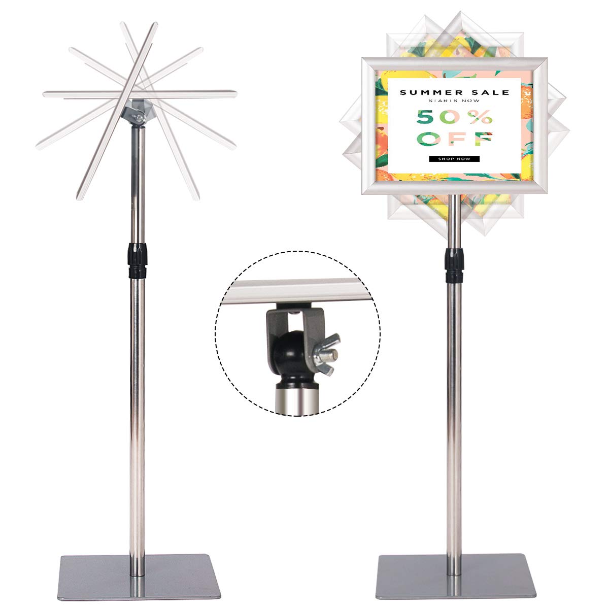 COSTWAY Infoständer A4, Informationsständer höhenverstellbar, Plakatständer, Kundenstopper, Präsentationsständer, Werbeständer, Posterständer, Aufsteller (Silber)