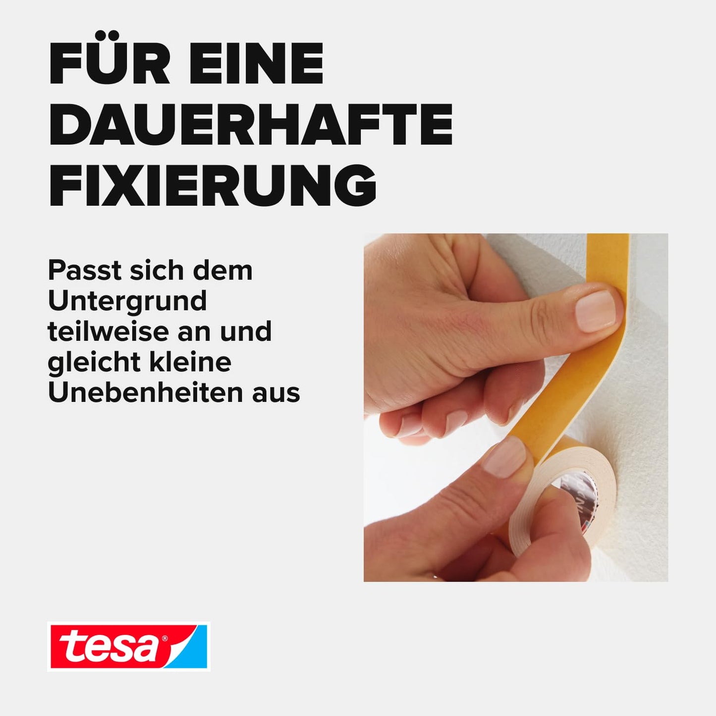 tesa Powerbond Montageband Schmal, 2 Stück - extra schmales Montageklebeband aus Schaumstoff, doppelseitig klebend - beige, 5 m x 9 mm - 2 Rollen