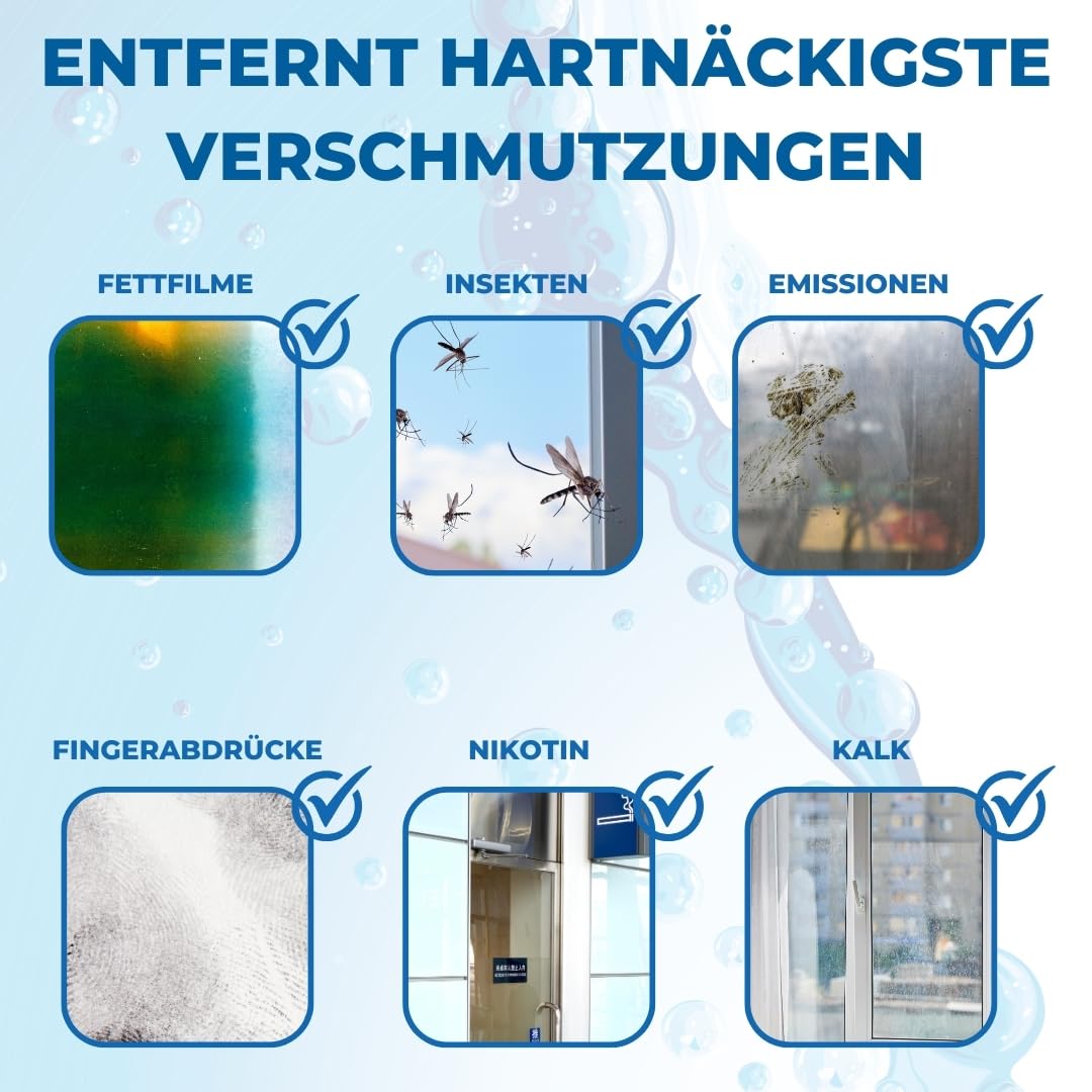 PandaCleaner Glasreiniger Konzentrat - 1000ml Glasreiniger Fenster - Fensterreiniger Konzentrat für streifenfreie Reinigung - Für alle Fenstersauger (1000ml)