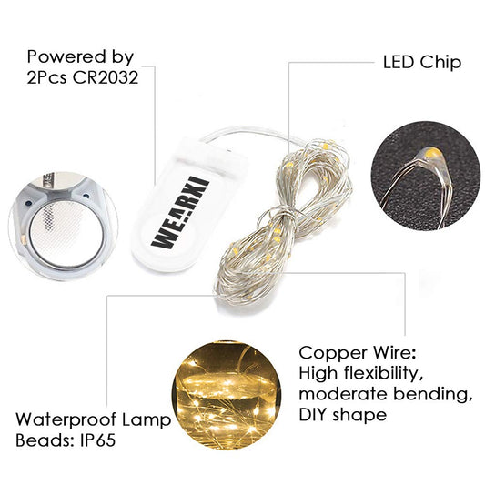 WEARXI Lichterkette Batterie, 10 Stück 2M 20 Mini LED Lichterkette mit Batterie, Lichterkette Innen, LED Lichterketten Batteriebetrieben, Lichterkette für Zimmer Deko, Hochzeitsdeko, Weihnachtsdeko