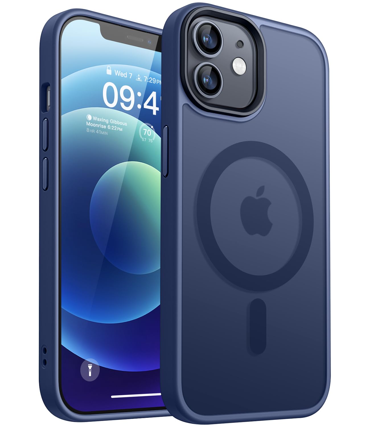 CANSHN Magnetisch für iPhone 12 Hülle und iPhone 12 Pro Hülle für MagSafe [TOP Magnetische Adsorption] [Militärschutz] Schutzhülle Samtige Touch Matt Anti-Kratzen, Dunkelblau