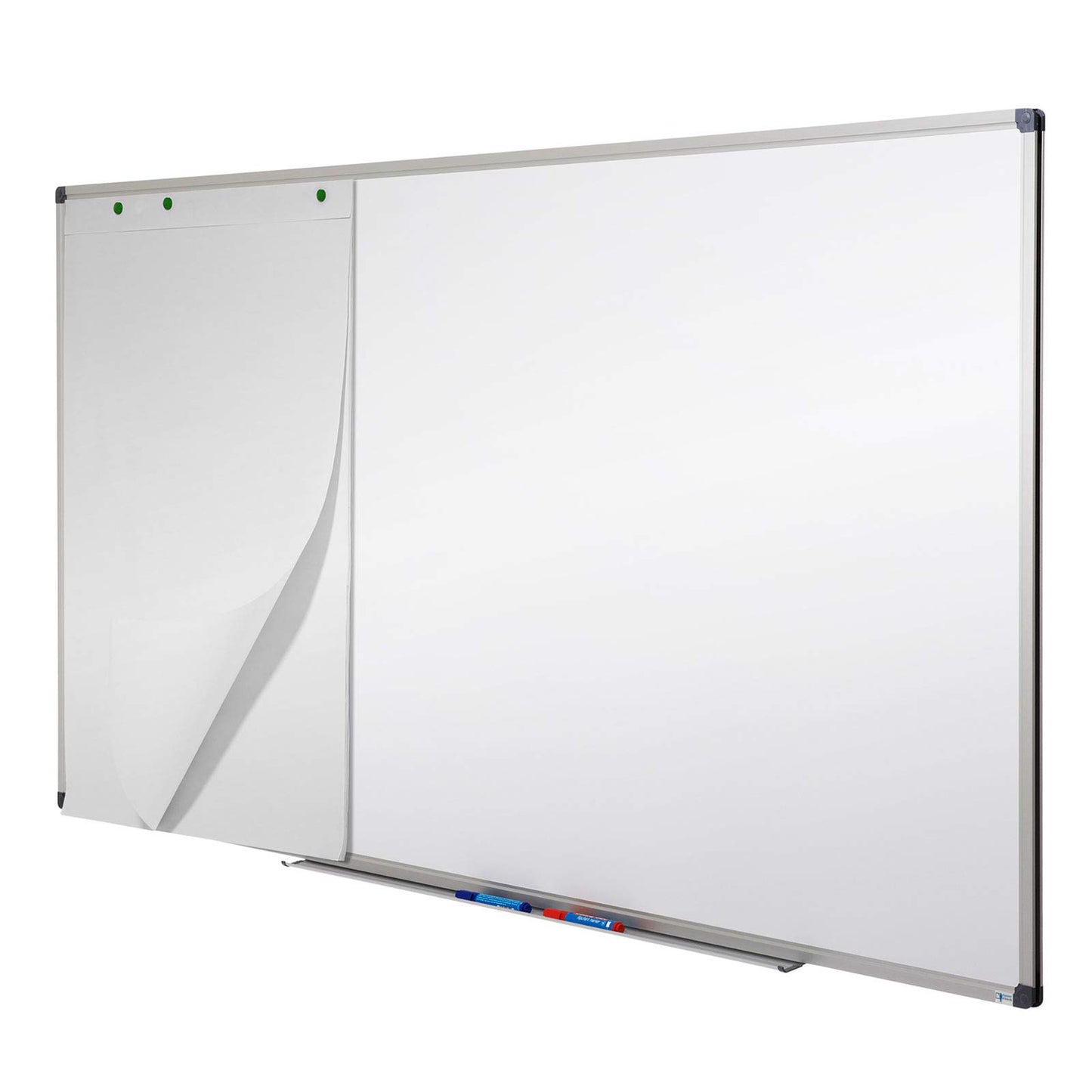 MOB Magnetisches Whiteboard 180x120cm mit Alurahmen und abnehmbare Stiftablage für Büro, Heim und Schule, Magnettafel kratzfest und trocken abwischbar | Magentboard in Hochkant oder Querkant