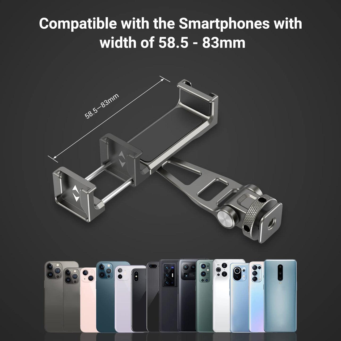 SMALLRIG Handyhalterung Universal Telefonkamera Halterung with Cold Shoes and 1/4" Threaded Hole 360° Rotation Phone Camera Mount für Filmemachen, Vlogging -3559