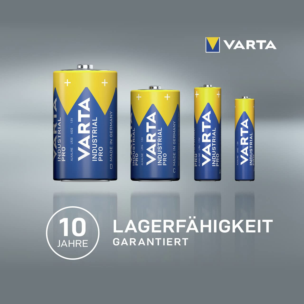 VARTA Batterien AAA, 40 Stück, Industrial Pro, Alkaline Batterie, 1,5V, Vorratspack in umweltschonender Verpackung, Made in Germany [Exklusiv bei Amazon]