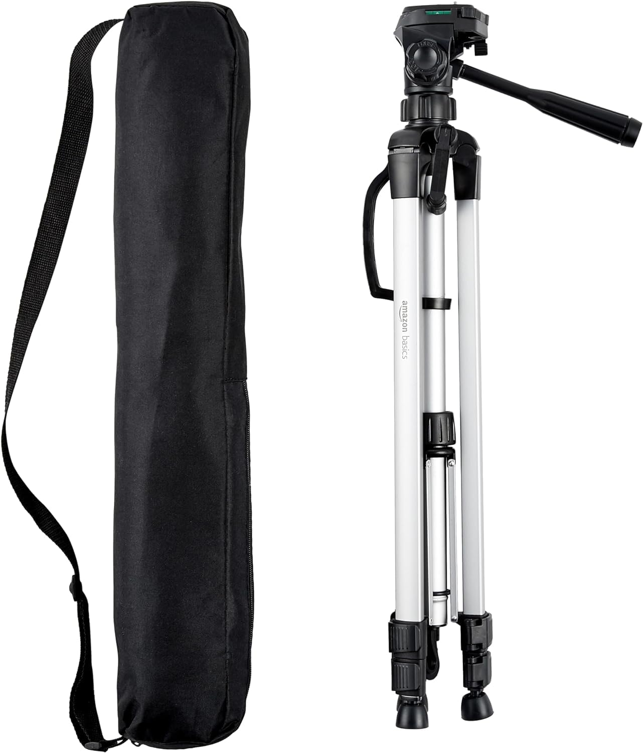Amazon Basics Leichtes Kamera-, DSLR- und Fernglasstativ mit Tasche, 1.52 m, Schwarz