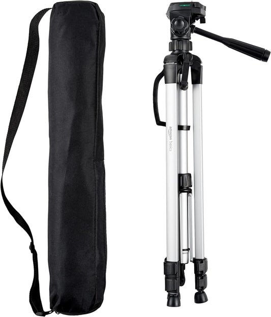 Amazon Basics Leichtes Kamera-, DSLR- und Fernglasstativ mit Tasche, 1.52 m, Schwarz