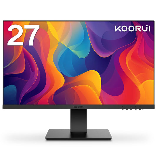 KOORUI 27 Zoll Monitor,Full HD (1920x1080), 75Hz, VA, 5ms, Augenpflege, Rahmenlos, Blaulichtfilter, HDMI, VGA, VESA 75x75