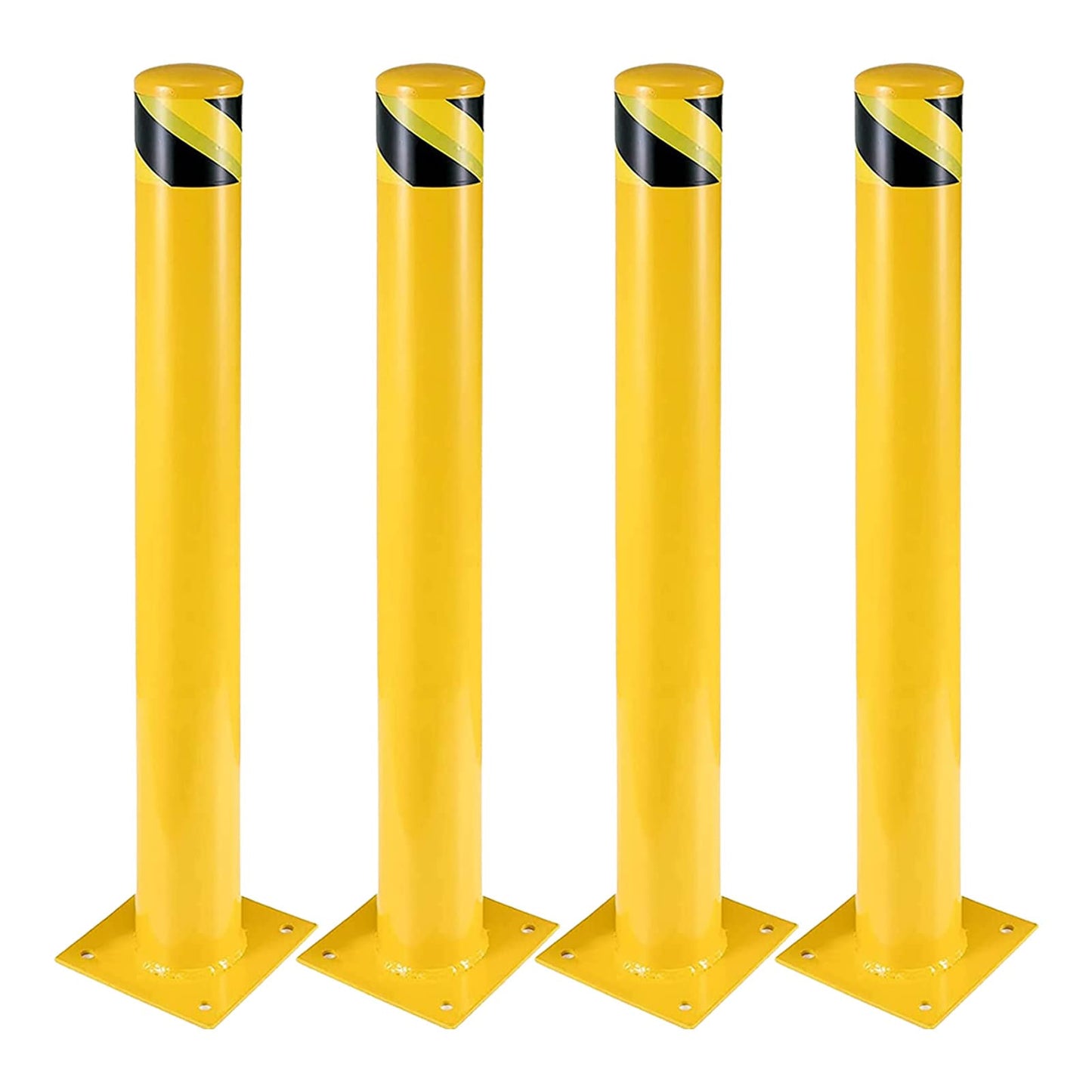 Absperrpfosten Poller, 107cm Pollerpfosten, Rammschutz-Poller für Parkplatz, Verstärkte metallisch parkplatzsperre, Gelb fahrbahnmarkierung leitpfosten für den Parkplatz (Φ11,4 cm,4pcs)