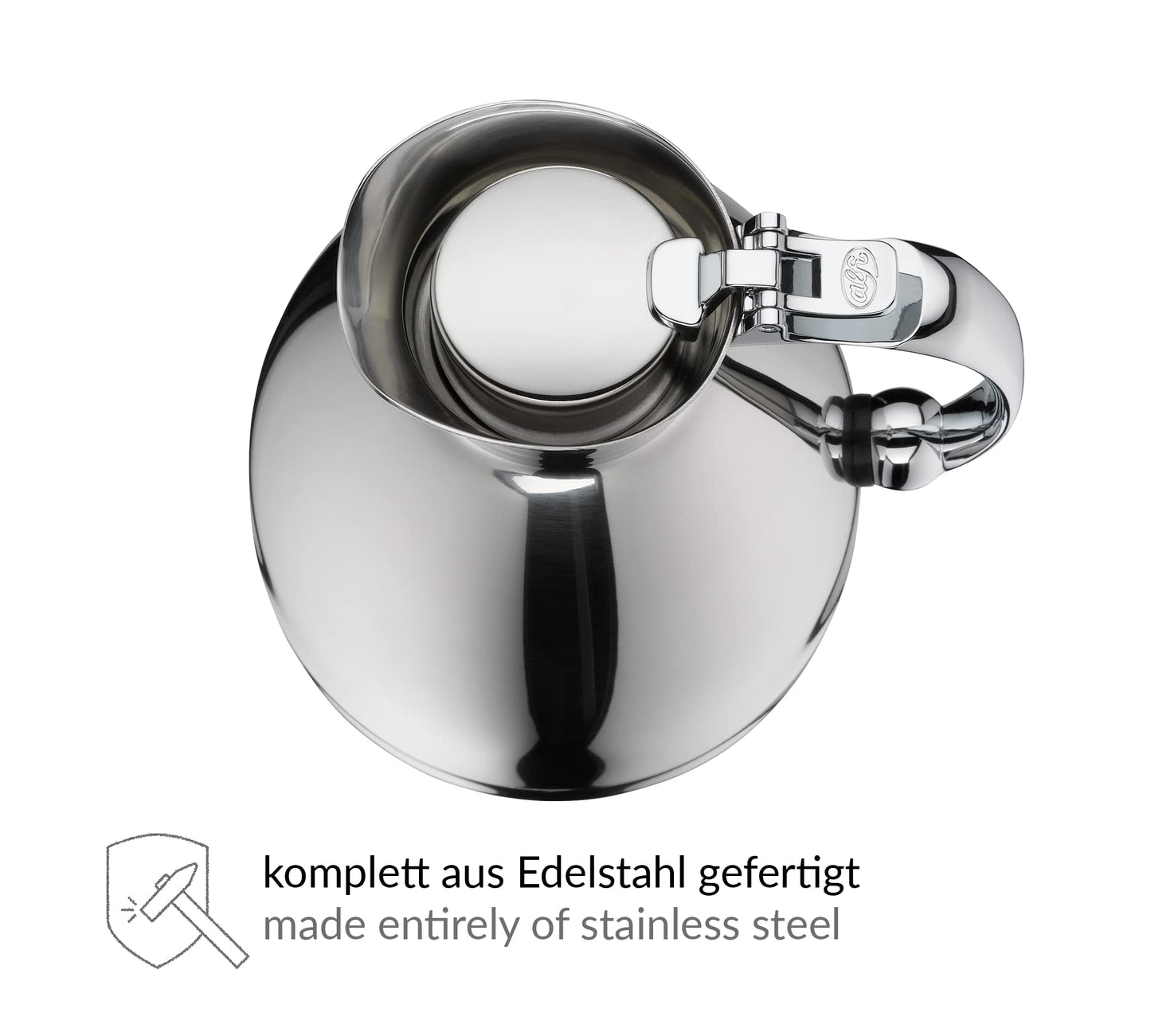 alfi HOTELLO 1,5l, Isolierkanne aus doppelwandigem Edelstahl, hält 4 Stunden warm, 6 Stunden kalt, locker aufliegender Deckel, mit einer Hand ausgießen, plastikfrei, spülmaschinenfest, für Gastronomie