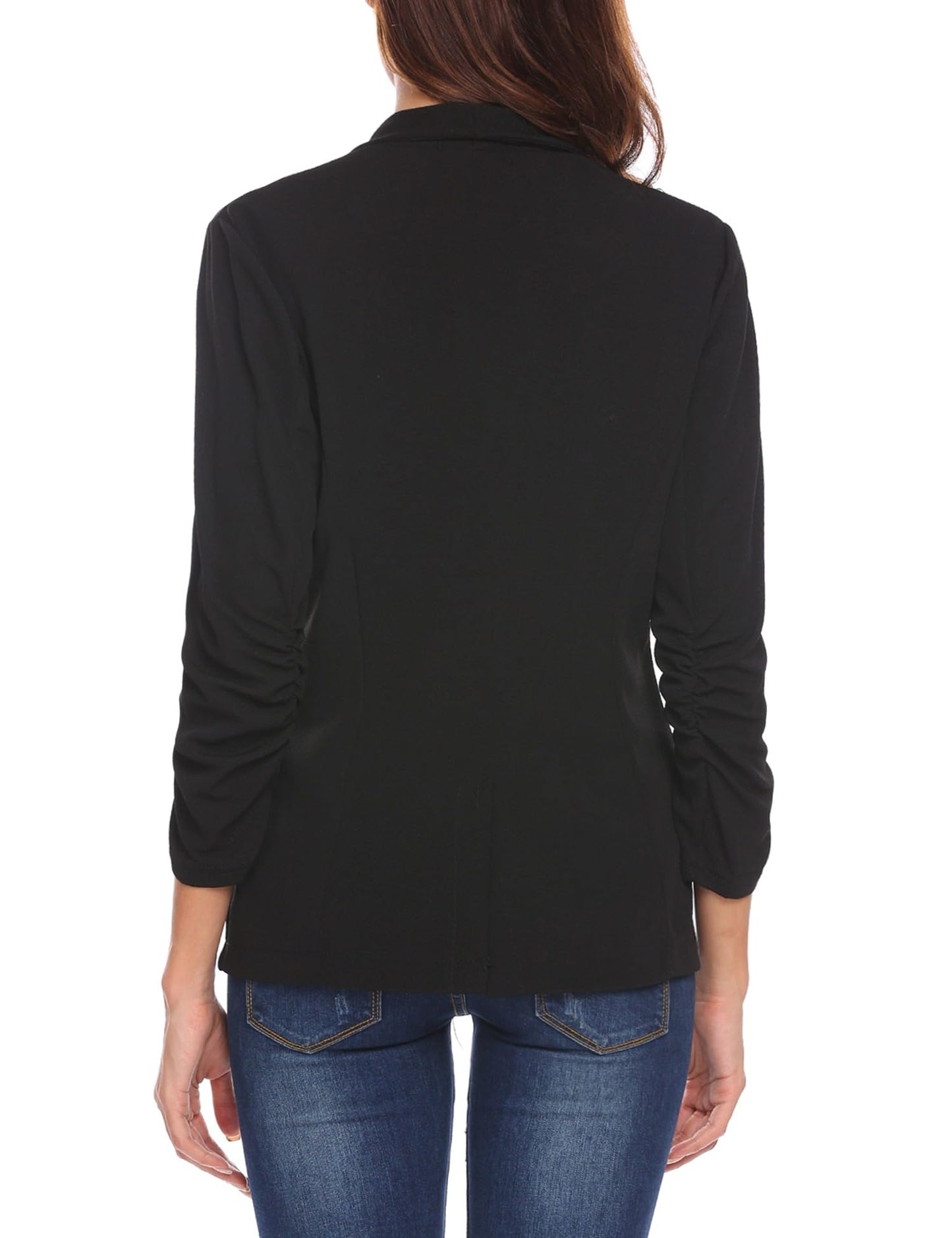 Unibelle Damen Blazer Cardigan Dünn 3/4 Längere Elegant Leicht Bolero Jacke Blazer Slim Fit Anzug Trenchcoat , A-schwarz, 44(Herstellergröße:XXL)