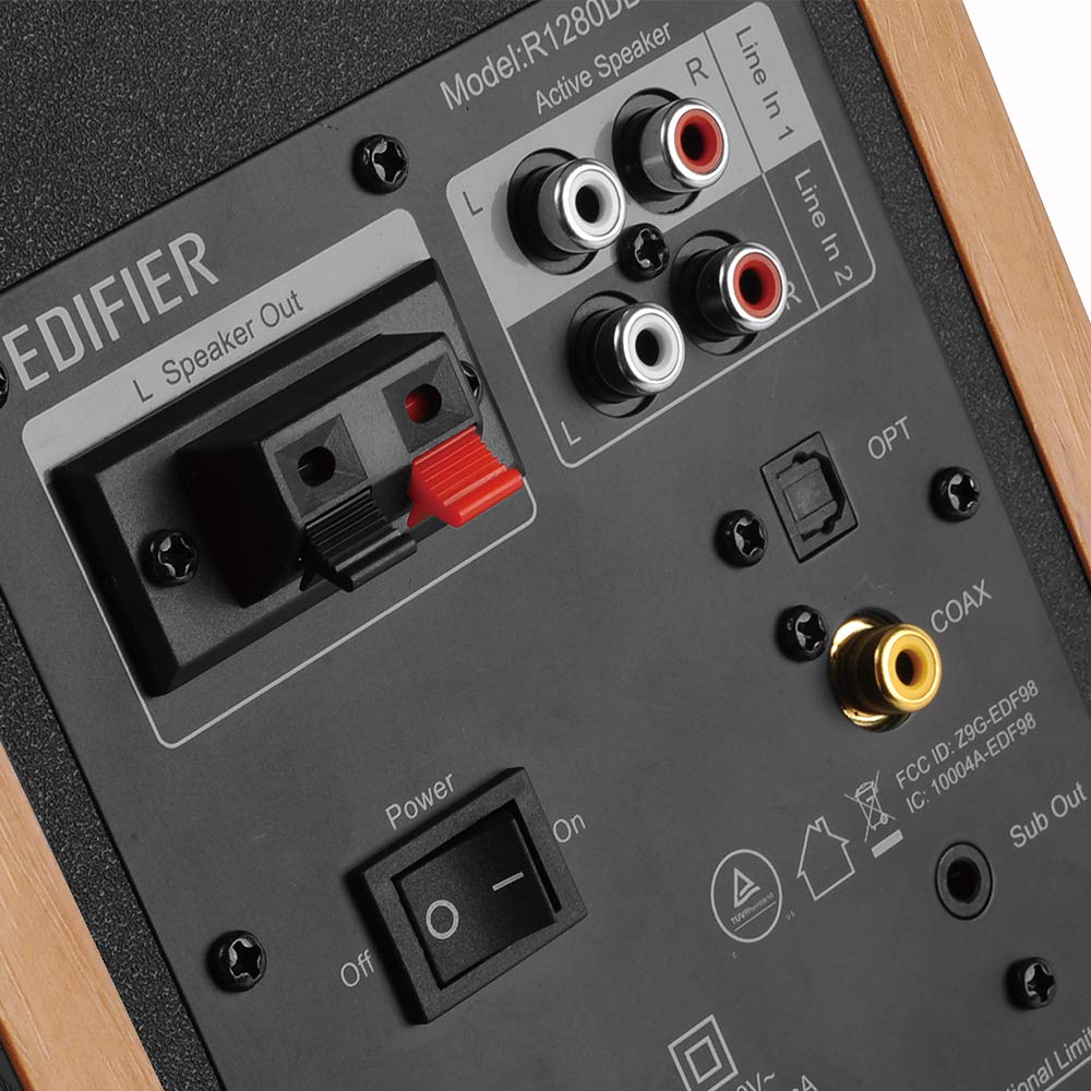 Edifier R1280DBs Aktive Bluetooth Regallautsprecher - Optischer Eingang Aktiv lautsprecher - 2.0 Kabelloser Monitor Lautsprecher - 42W RMS mit Subwoofer Ausgang Bookshelf Hi-Fi Speakers- Holz